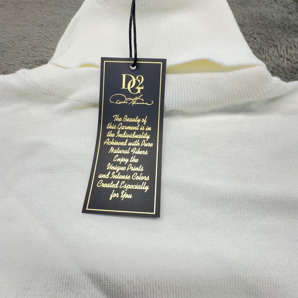 DG2 Diane‎ Gilman White Turtleneck Sweater Fringe Trim Tassel Detail Size L NWT - Picture 9 of 10